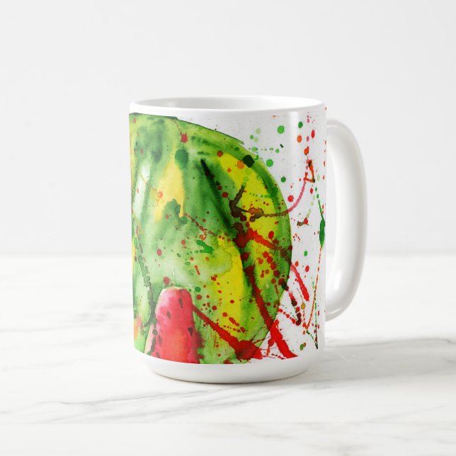 Abstract bright watercolor watermelon coffee mug (Front Right)