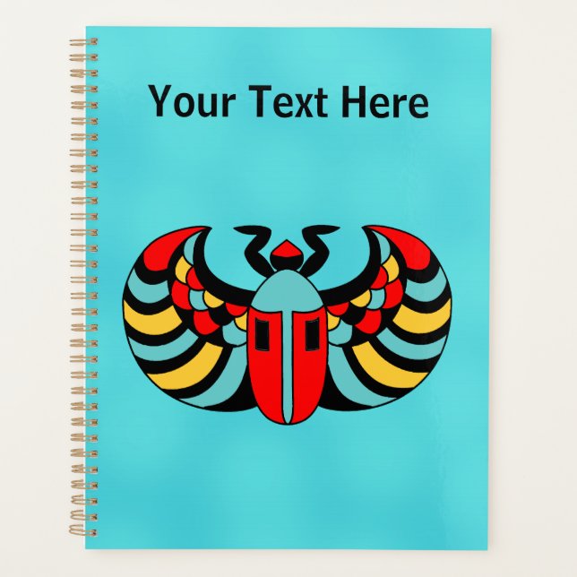Abstract Brightly Coloured Scarab Beetle Aqua Blue Planner (Front)