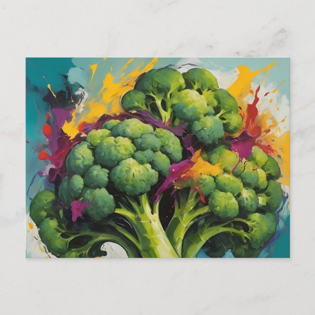 Abstract Broccoli Pattern with Bold Brushstrokes  Postcard (Front)