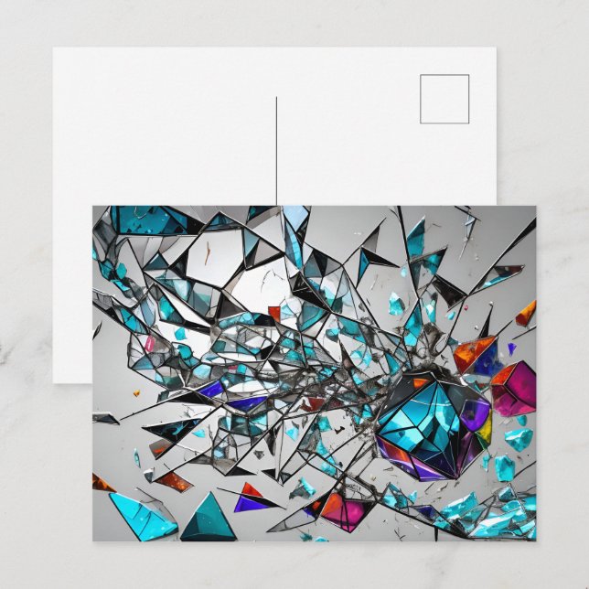 Abstract broken glass art postcard (Front/Back)