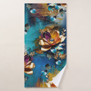 Abstract bronze, gold-blue Baroque style Bath Towel Set