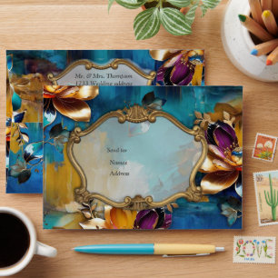 Abstract bronze, gold-blue Baroque style  Envelope