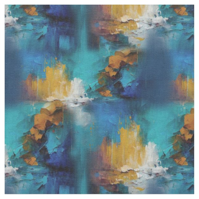 Abstract bronze, gold-blue baroque style  fabric (Close Up)