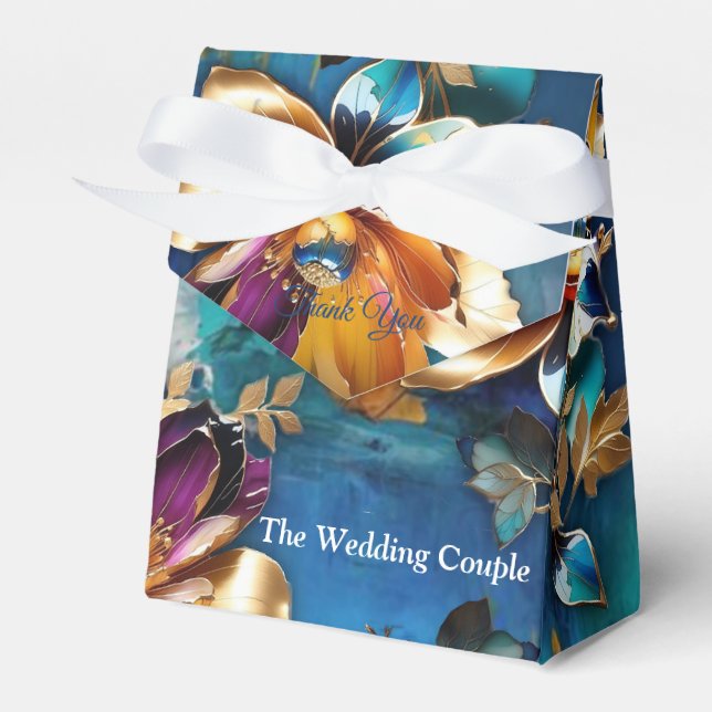 Abstract bronze, gold-blue Baroque style Favor Box (Front Side)