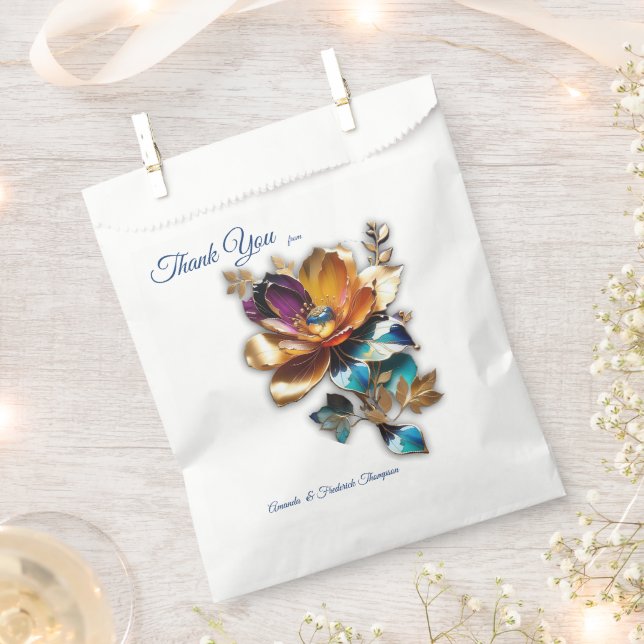 Abstract bronze, gold-blue Baroque style Favour Bag (Clipped)