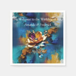Abstract bronze, gold-blue baroque style  napkin