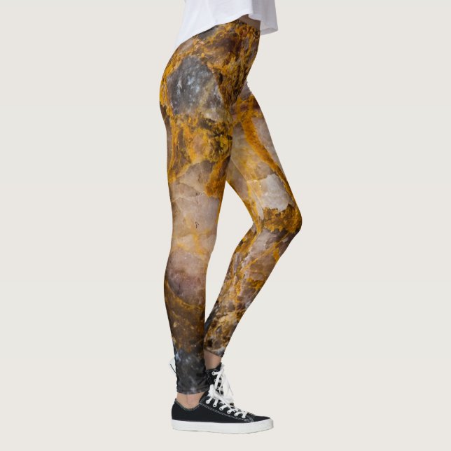 Abstract bronze white mineral rock texture leggings (Right)