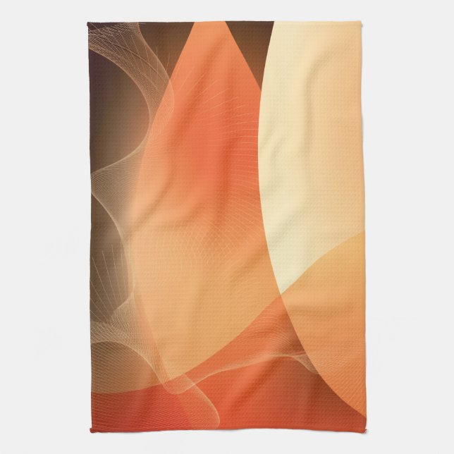 Abstract Brown and Orange Pattern Kitchen Towel (Vertical)
