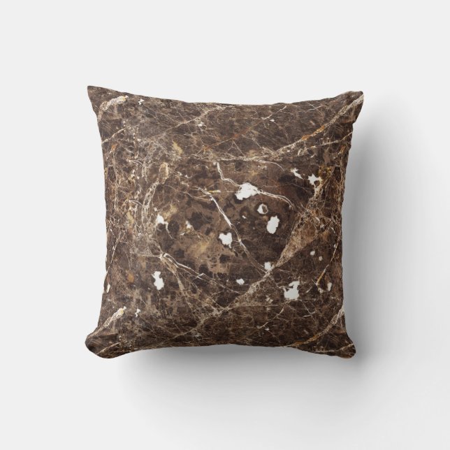 Abstract Brown And White Marble Stone Throw Pillow (Front)