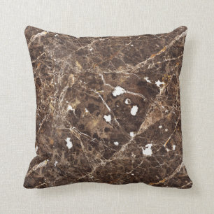 Abstract Brown And White Marble Stone Throw Pillow