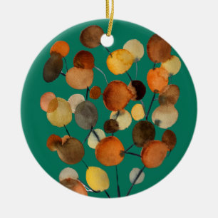 Abstract brown Autumn Earth Tree art Ceramic Ornament