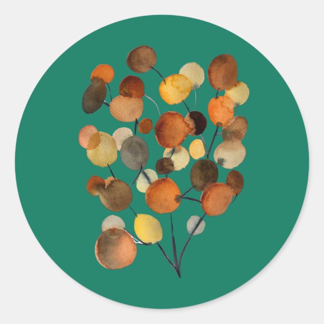 Abstract brown Autumn Earth Tree art Classic Round Sticker (Front)