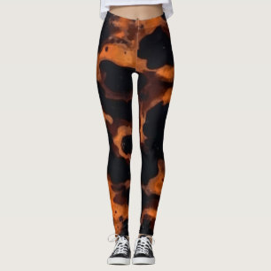 Abstract Brown & Black Texture Chic TortoiseShell Leggings