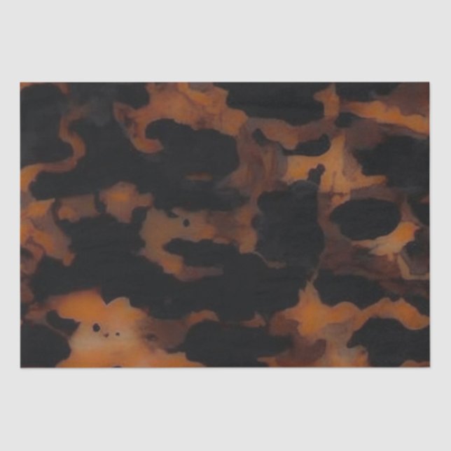 Abstract Brown & Black Texture, Chic TortoiseShell Tissue Paper (Front)
