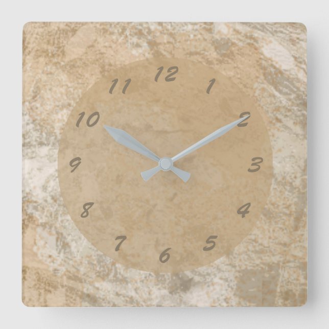 Abstract Brown Faux Marble Square Wall Clock (Front)