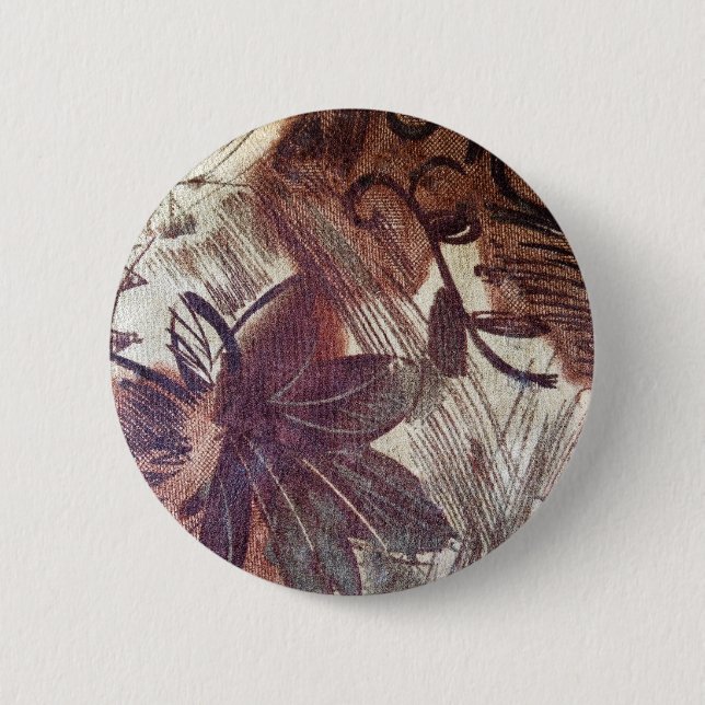 Abstract Brown Floral Design 1 2 Inch Round Button (Front)