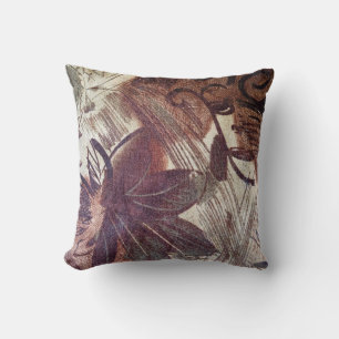 Abstract Brown Floral Design 1 Throw Pillow