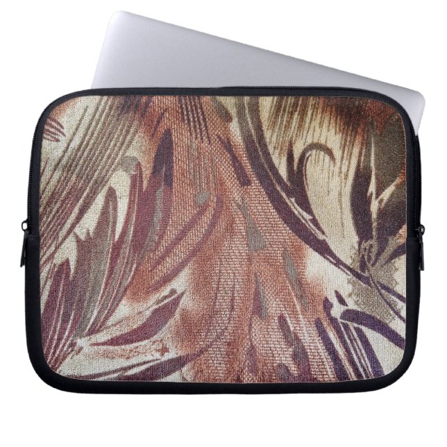 Abstract Brown Floral Design 2 Laptop Sleeve (Front)