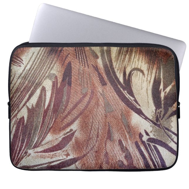 Abstract Brown Floral Design 2 Laptop Sleeve (Front)