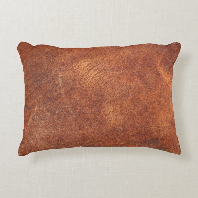 abstract brown leather texture backgroundleather,t accent pillow (Front)