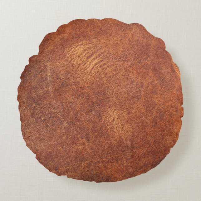 abstract brown leather texture backgroundleather,t round pillow (Front)