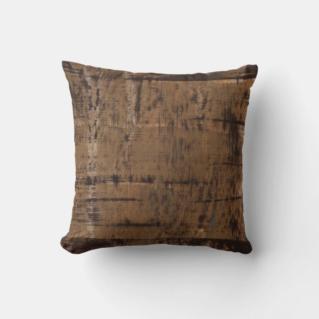 Abstract brown striped art throw pillow (Front)
