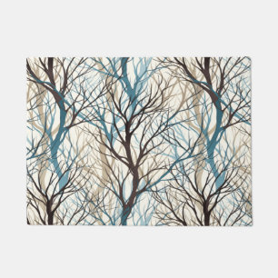 Abstract brown teal trees  doormat