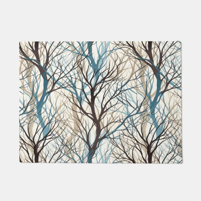 Abstract brown teal trees  doormat (Front)