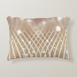 Abstract Brown, Waves Stars Background. Accent Pillow