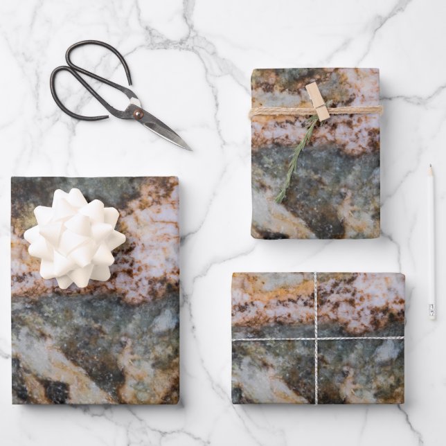 Abstract brown white grungy rock texture wrapping paper sheet (Front)