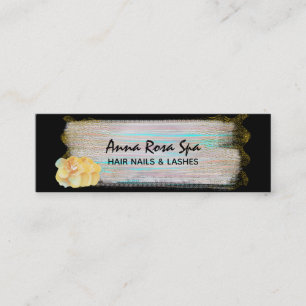 *~* Abstract Brush Splash Gold Glitter Stripe Mini Business Card