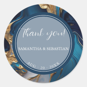 Abstract Brush Stroke Blush Gold Charcoal Classic Round Sticker