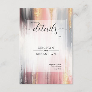 Abstract Brush Strokes Blush Gold Charcoal Enclosure Card