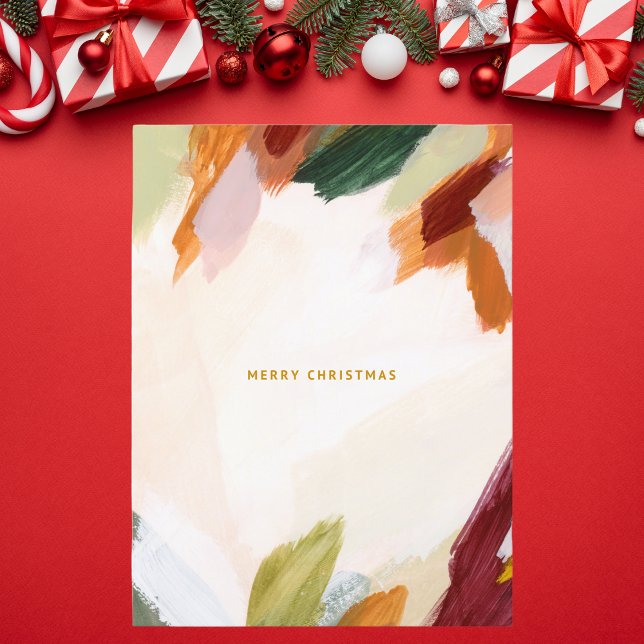 Abstract Brush Strokes Christmas Postcard (Creator Uploaded)