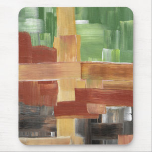 Abstract Brush Strokes Green, Brown, & Earth Tones Mouse Pad