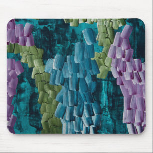 Abstract Brush Strokes in Blue, Green, and Purple Mouse Pad