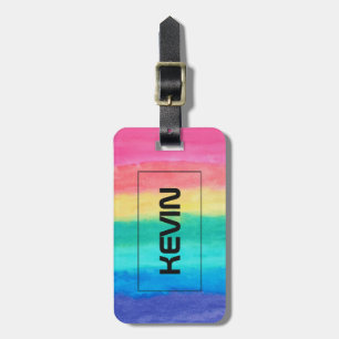 Abstract Brush Strokes Pink Blue-Green &Yellow Luggage Tag