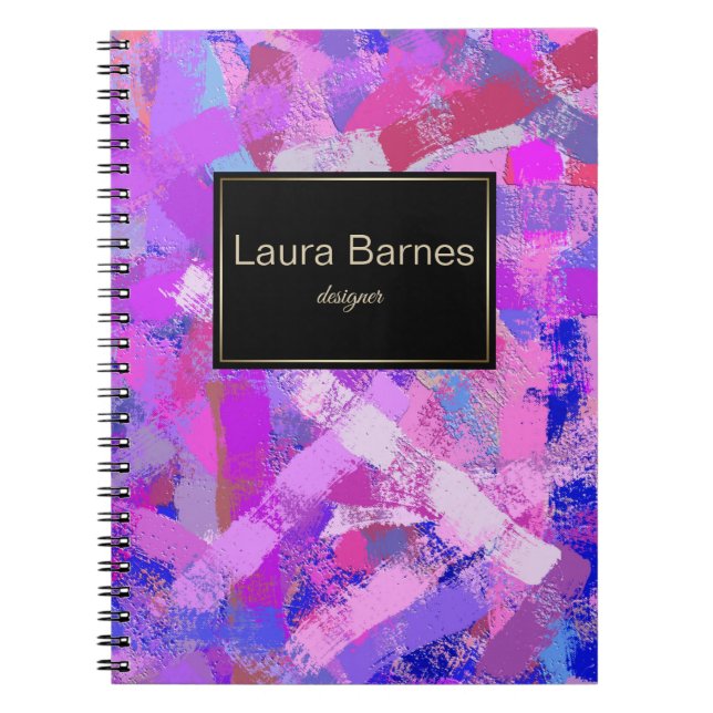 Abstract Brush strokes Pink Violet Notebook (Front)