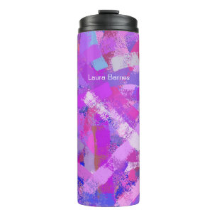 Abstract Brush strokes Pink Violet Thermal Tumbler