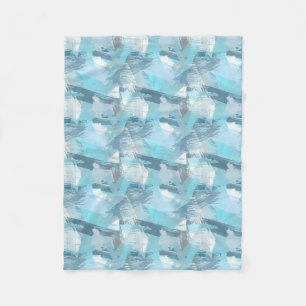abstract brush strokes teal pattern. fleece blanket