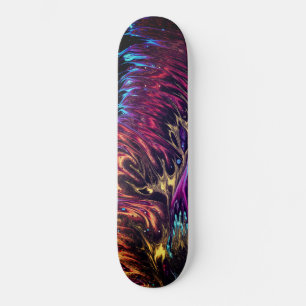 Abstract Brushed Paint Flaming Colors Skateboard
