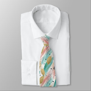 Abstract Brushstroke & Dot Pattern - Gold Accent 2 Tie
