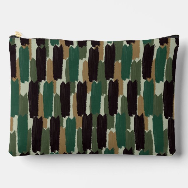 Abstract Brushstroke Stripe Earthy Tone Accessory Pouch (Front)