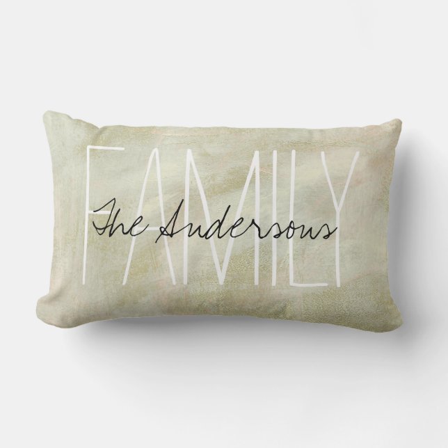 Abstract Brushstrokes Family Monogram Lumbar Pillow (Front)