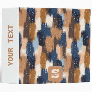 Abstract Brushstrokes in Blue, White & Brown (2) Binder