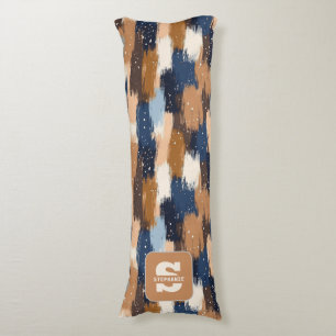 Abstract Brushstrokes in Blue, White & Brown (2) Body Pillow