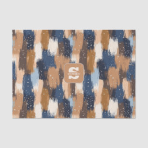 Abstract Brushstrokes in Blue, White & Brown (2) Tissue Paper