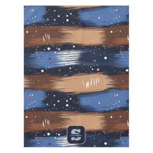 Abstract Brushstrokes in Blue, White & Brown (3) Tablecloth