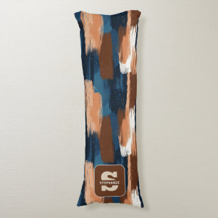 Abstract Brushstrokes in Blue, White & Brown Body Pillow