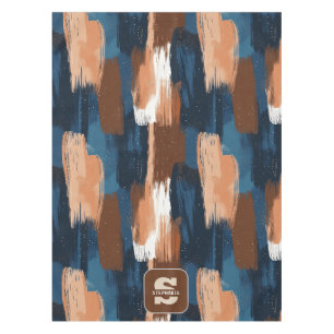 Abstract Brushstrokes in Blue, White & Brown Tablecloth